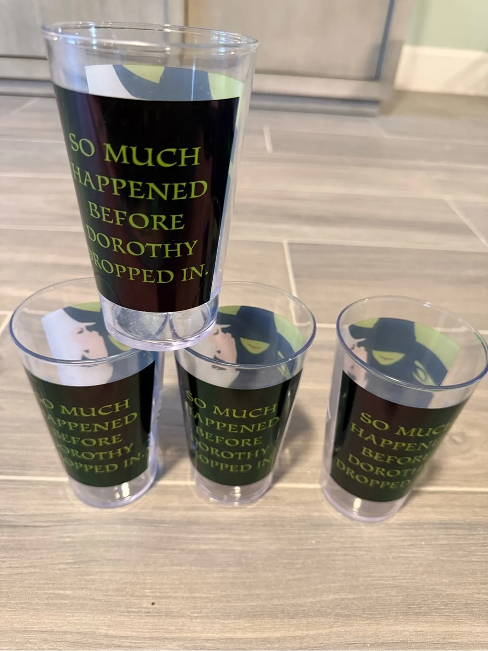 Set of 4 souvenir 16 oz tumblers from the Broadway production of Wicked